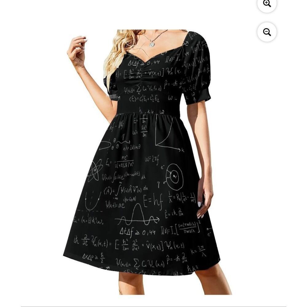 NWT Eva Rose “Math/Physics” Print Skater Dress (Black/White) SZ S